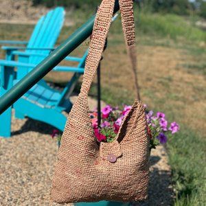 Crochet plarn over the shoulder bag  Handmade from recycled retail plastic bags